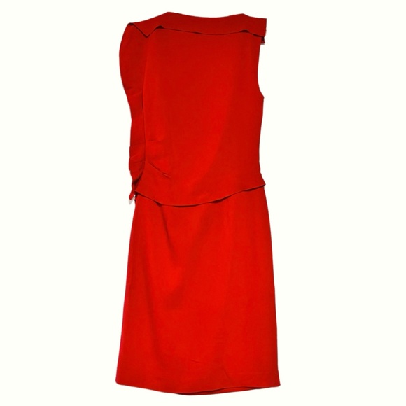 REISS Robyn Dress Ruffle Side Bodycon Cocktail Red Size 6 Knee Length - Picture 3 of 10